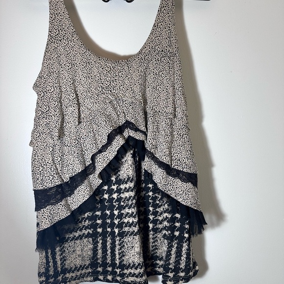 Silence + noise leopard print lace ruffle layered tank top size M - Picture 8 of 16
